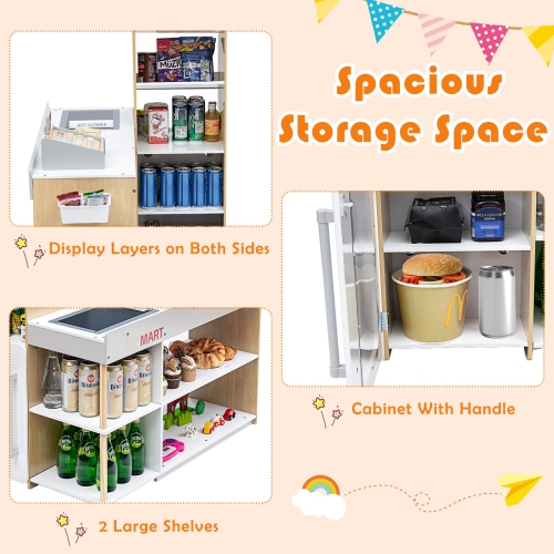 Costway Grocery Store Playset Pretend Play Supermarket Shopping Set with Shopping Cart