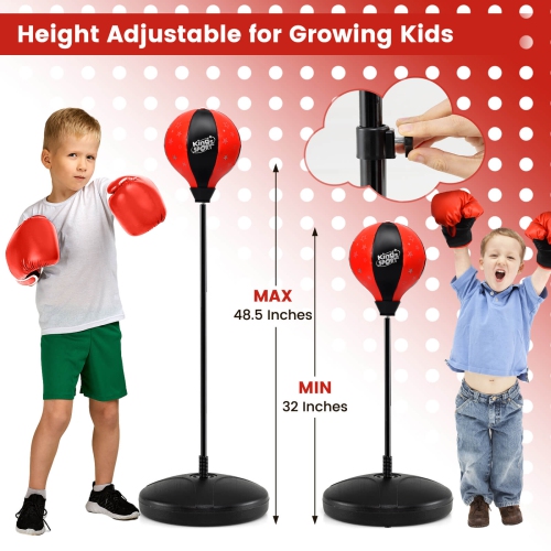 Costway Kids Punching Bag Toy Set Adjustable Stand Boxing Glove Speed Ball w/ Pump New