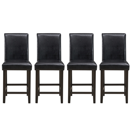 Gymax Set of 4 Bar Stools 25inch Counter Height Barstool Pub Chair w/Rubber Wood Legs