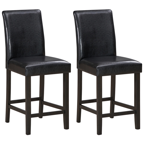 GYMAX  Set Of 2 Bar Stools 25Inch Counter Height Barstool Pub Chair W/rubber Wood Legs