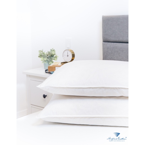Image 1 de 1.. Highland Feather – Oreiller en duvet d’oie blanche à bourre Power 600, 233TC, enveloppe en coton pur Tortosa, soutien doux et confortable, souple,