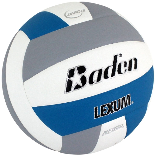 Baden LEXUM Ballon de Volley Intérieur en Microfibre - Balle de Jeu Officielle Approuvé par la NFHS, Gris/Bleu/Blanc