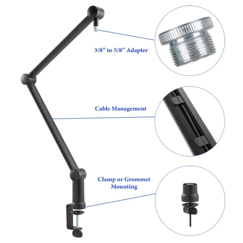 Support de microphone professionnel à perche MS06 Premium de Boost Industries pour bureau