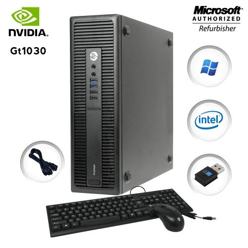 HP  Refurbished (Good) - Elitedesk 800 G2 Sff Desktop PC \w Nvidia Gt1030 2GB(HDMI Dvi) Intel Core I5 65003.2Ghz 8GB Ddr4 Ram 256GB SSD Windows 10