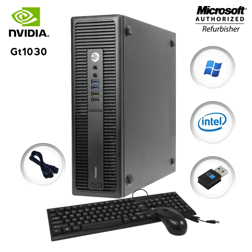 HP EliteDesk 800 G2 Small Form Factor Desktop - Intel Core i5-6500, 8GB Memory, 1TB SSD, Win 10 Home + NVIDIA GT 1030, Keyboard & Mouse Included by HP - Refurbished condition - Image 3