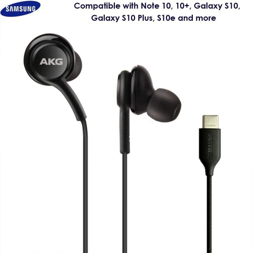 |HWS| Écouteurs stéréo à connecteur USB-C AKG casque d’écoute et micro pour S10 S20 Note 8 9 plus Samsung S9, noir