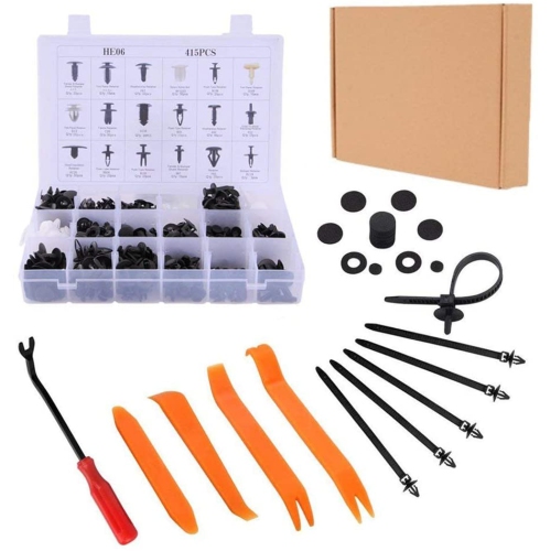 STANZ  (Tm) 415PCs Car Retainer Clips Fasteners With Removal Tools Door Panel Remover, 18 Sizes Of Plastic Push Rivets Clips Kit