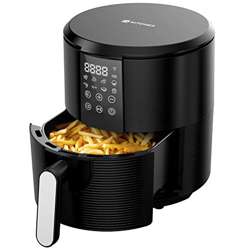 KITCHER Air Fryer, 3.5 Quart Hot Air Fryers Oven with 8 Presets LED Touch Digital Screen Nonstick Fry Basket Adjustable Temperature Timer 50 Recipes