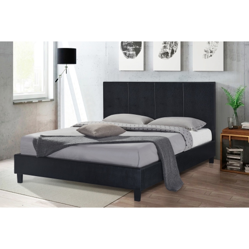 QUEENSONS Black Uptown Pu Upholstered Double Size Platform Bed (No Box Spring Required)