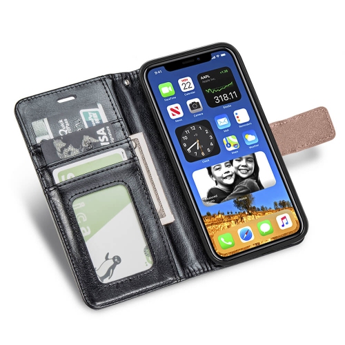 Étui à rabat de protection Folio de Juvenililway pour iPhone 12 Mini 2020 d’Apple - Brun