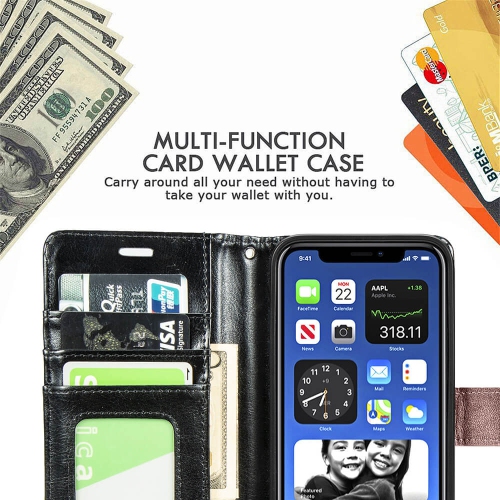 Étui à rabat de protection Folio de Juvenililway pour iPhone 12 Mini 2020 d’Apple - Brun