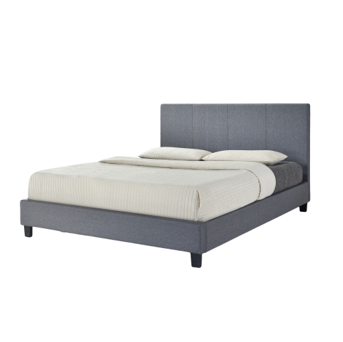 Grey Fabric Uptown Contemporary Double Size Platform Bed