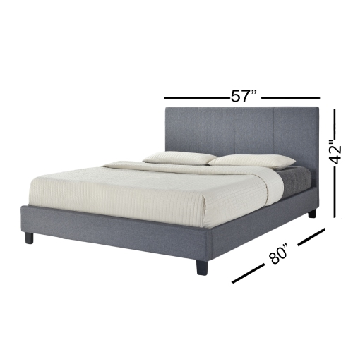Grey Fabric Uptown Contemporary Double Size Platform Bed