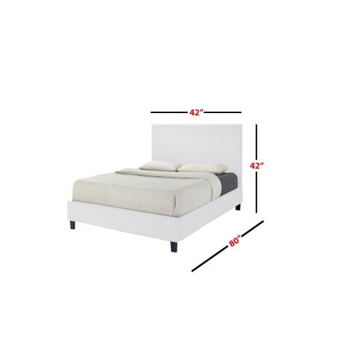 White Uptown PU Upholstered SINGLE Size Platform Bed - Free shipping in Ontario