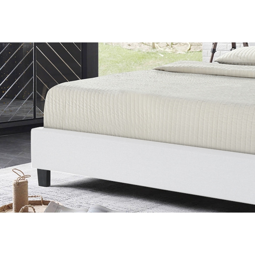 Grand lit plateforme recouvert de polyuréthane Uptown blanc