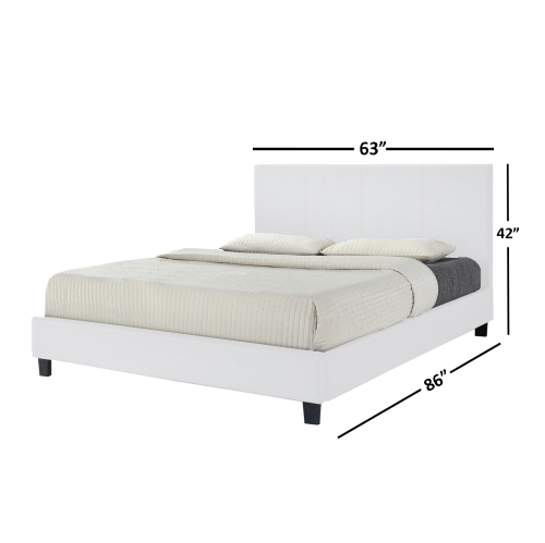 Grand lit plateforme recouvert de polyuréthane Uptown blanc