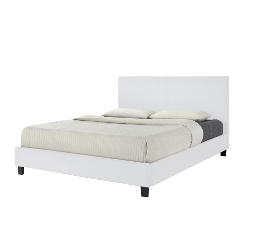 Queensons White Uptown PU Upholstered Double Size Platform Bed