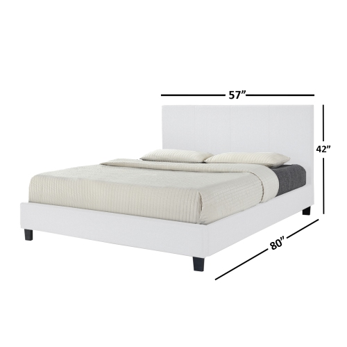 Queensons White Uptown PU Upholstered Double Size Platform Bed