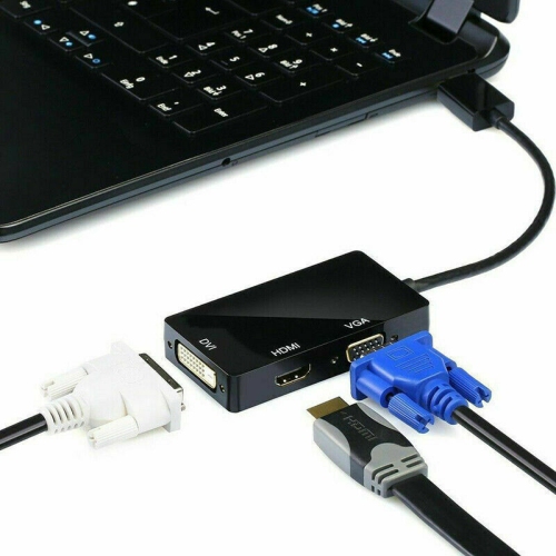 Câble adaptateur DisplayPort DP mâle à HDMI/DVI/VGA femelle 3-en-1, 1080p
