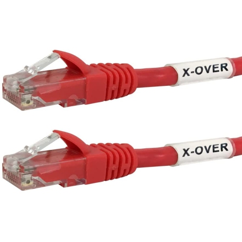Image 1 of 2.. HYFAI Cat5e Ethernet Crossover Cross-Wired Patch Cable Network Networking Cord RJ45 350Mhz, UTP, Pure Bare Copper Wire, 24AWG, 3 ft, Red
