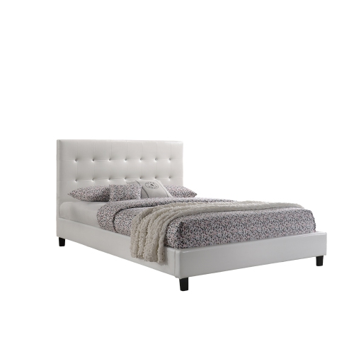 White Faux Leather Diamond Tufted, White Tufted Faux Leather Bed