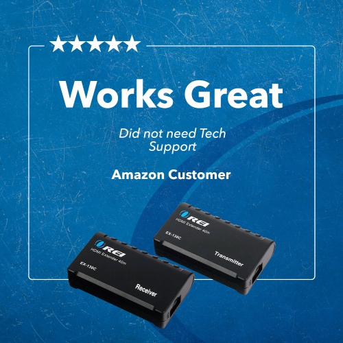 HDMI to Ethernet Over CAT6/CAT7 by OREI Extender RJ45 Upto 130 Feet - 1080P Full HD POC Transmitter & Receiver