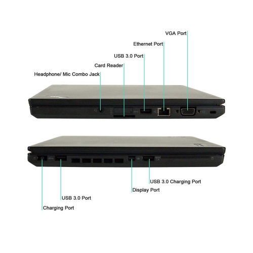 Lenovo ThinkPad T450 Ultrabook - Intel Core i5-5300U - 8GB DDR3L - 128GB SSD - Windows 10 Pro - Black by LENOVO - Refurbished condition - Image 4