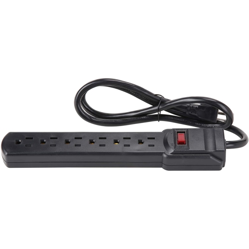 Rosewill RPS-110PK - Multiprise à 6 prises - Noir, Tension d'entrée 125V, Puissance maximale de 1875 Watts, Cordon de 3 pieds, Paquet de 2