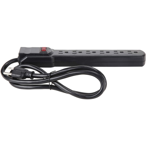 Rosewill RPS-110PK - Multiprise à 6 prises - Noir, Tension d'entrée 125V, Puissance maximale de 1875 Watts, Cordon de 3 pieds, Paquet de 2