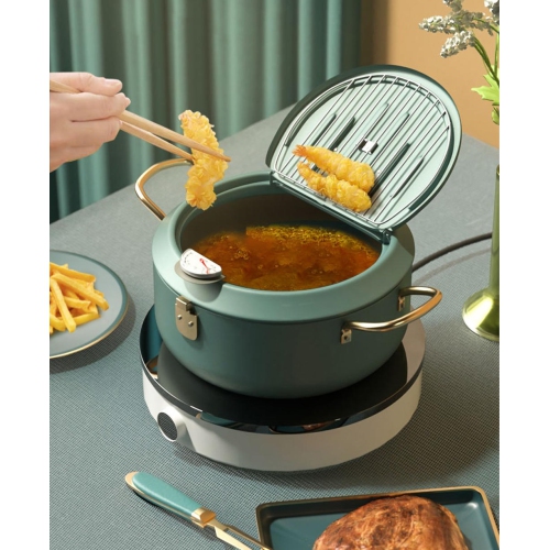 Friteuse de 3,5 l avec thermomètre, couvercle et égouttoir à huile