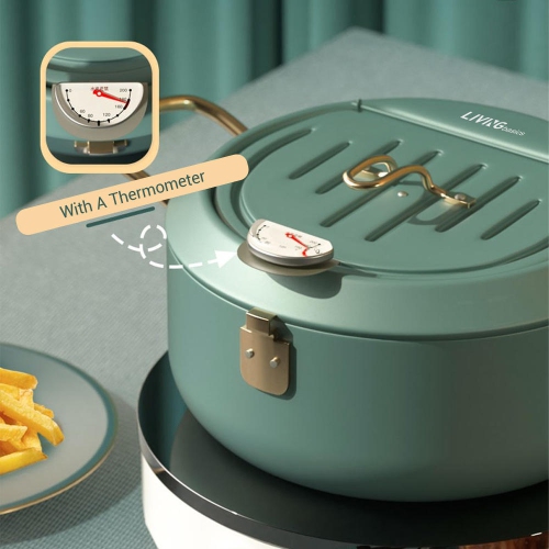 Friteuse de 3,5 l avec thermomètre, couvercle et égouttoir à huile