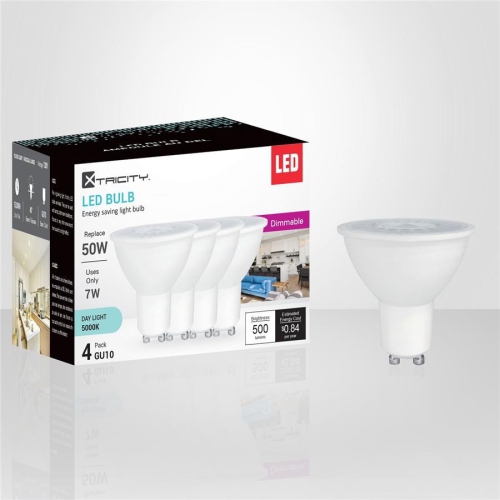 Xtricity - Set of 4 Dimmable Energy Saving LED Bulbs, 7W, GU10 Base, 5000K Daylight