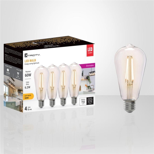 Xtricity - Set of 4 Energy Saving Dimmable LED Bulbs, 6.2W, E26 Base, 3000K Soft White