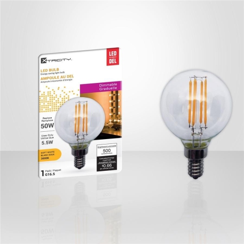 Xtricity - Dimmable Energy Saving LED Bulb, 5.5W, Candelabra Base, 3000K Soft White