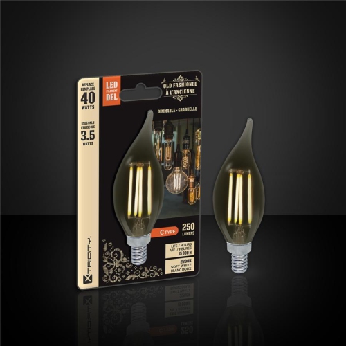Xtricity - Old Fashioned LED Bulb, 3.5W, Candelabra Base, 2200K Soft White