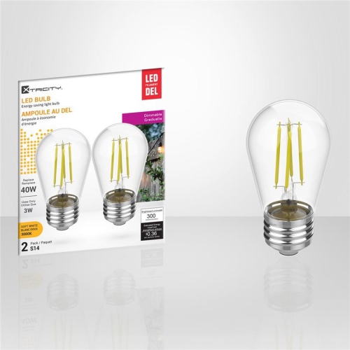 Xtricity - Set of 2 Dimmable Energy Saving LED Bulbs, 3W, E26 Base, 3000K Soft White