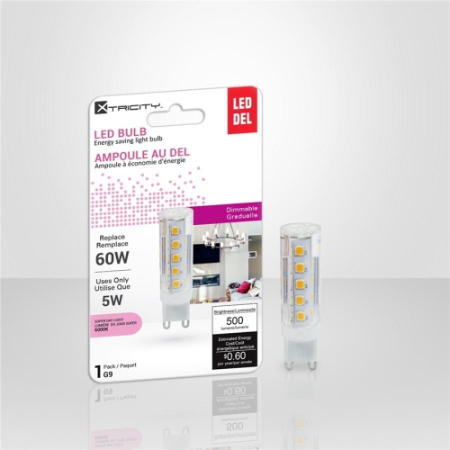 Xcentricité - ampoule DEL à intensité réglable, 5 W, base G9, 6000K Super lumière du jour