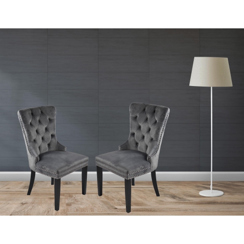 Dark Grey Madrid Dining Chair with Black Wooden Legs - Free shipping in Ontario