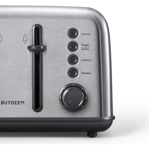 BUYDEEM DT-6B83S 4-Slice Extra Wide Slots Toaster - Stainless Steel
