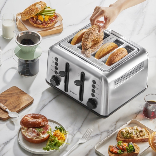 BUYDEEM DT-6B83S 4-Slice Extra Wide Slots Toaster - Stainless Steel