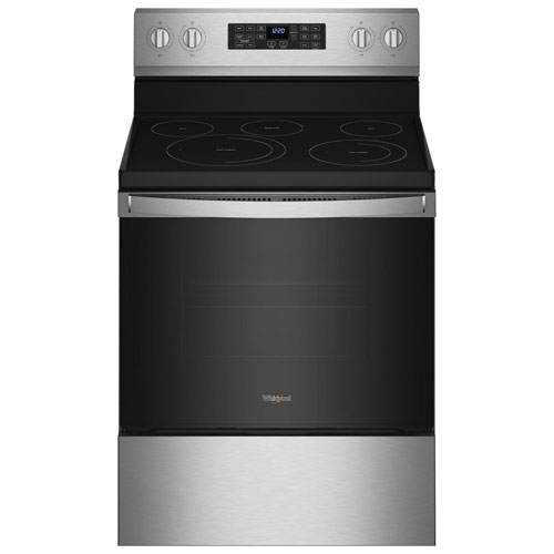 Whirlpool 30" 5.3 Cu. Ft. Fan Convection 5-Element Freestanding Electric Air Fry Range - Stainless Steel