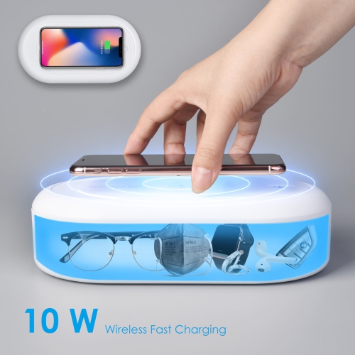 MYNE Double UV Sterilizer, Rapid Wireless Smart Phone Charger with Aromo Therapy, White