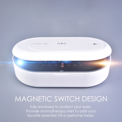 MYNE Double UV Sterilizer, Rapid Wireless Smart Phone Charger with Aromo Therapy, White