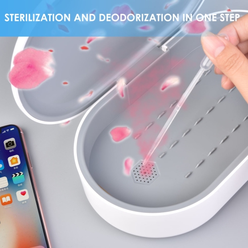 MYNE Double UV Sterilizer, Rapid Wireless Smart Phone Charger with Aromo Therapy, White