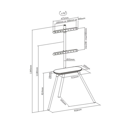 Boost Industries AVT-4365 Artistic Tripod / Easel Studio TV Display Stand with Shelf for 43" to 65" TV's