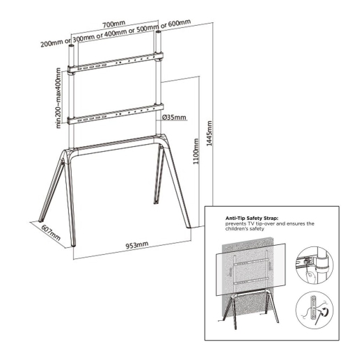 Boost Industries AVS-6586S Artistic Steel Easel Studio TV Display Stand for 65" to 86" TV's