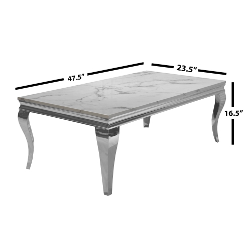 Marble Top Chrome Frame Coffee Table