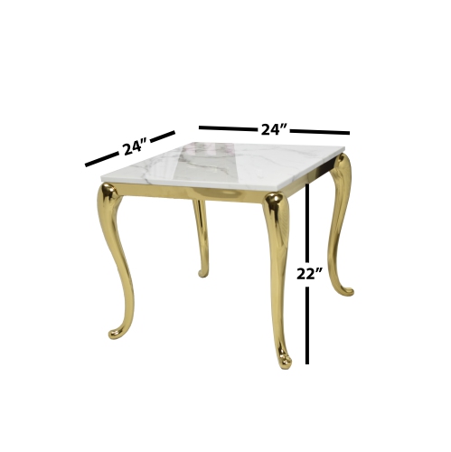 Marble Top Gold Frame End Table