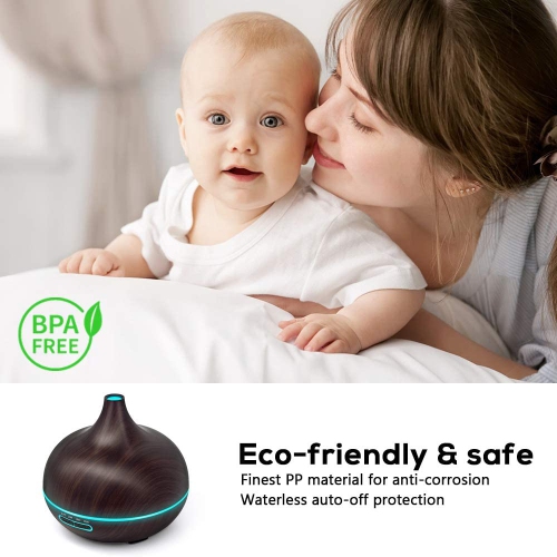 550ml Aroma Diffuser with Remote Control Aromatherapy Ultrasonic Cool Mist Humidifier Essential Oil Diffuser 7 Color LED Change for Office Home