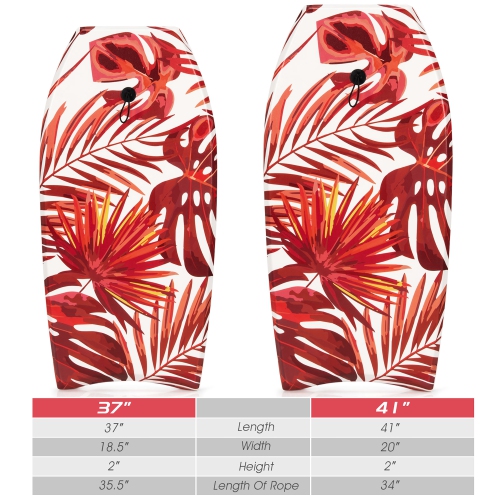 Costway Bodyboard Lightweight Surfboard W/Wrist Leash Fin EPS Core for Kids & Adults